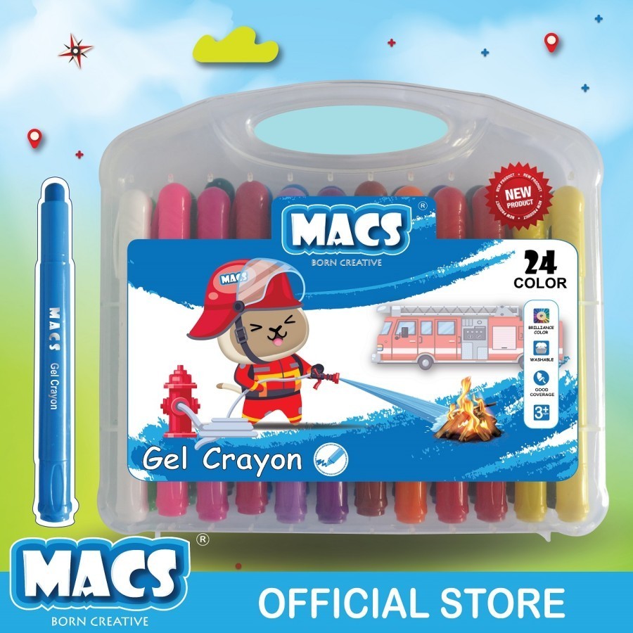 

Silky Gel Crayon Macs 24 Colors (Washable, Twist / Putar)