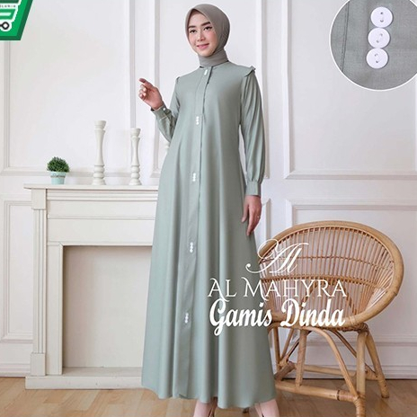 BAJU GAMIS DINDA GUZEL PREMIUM POLOS BAHAN KATUN TOYOBO ORIGINAL GUZEL - Sage, L