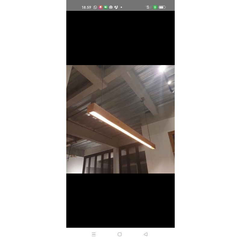 Lampu Gantung Kayu 150*15*10 cm,double clamp-120 cm