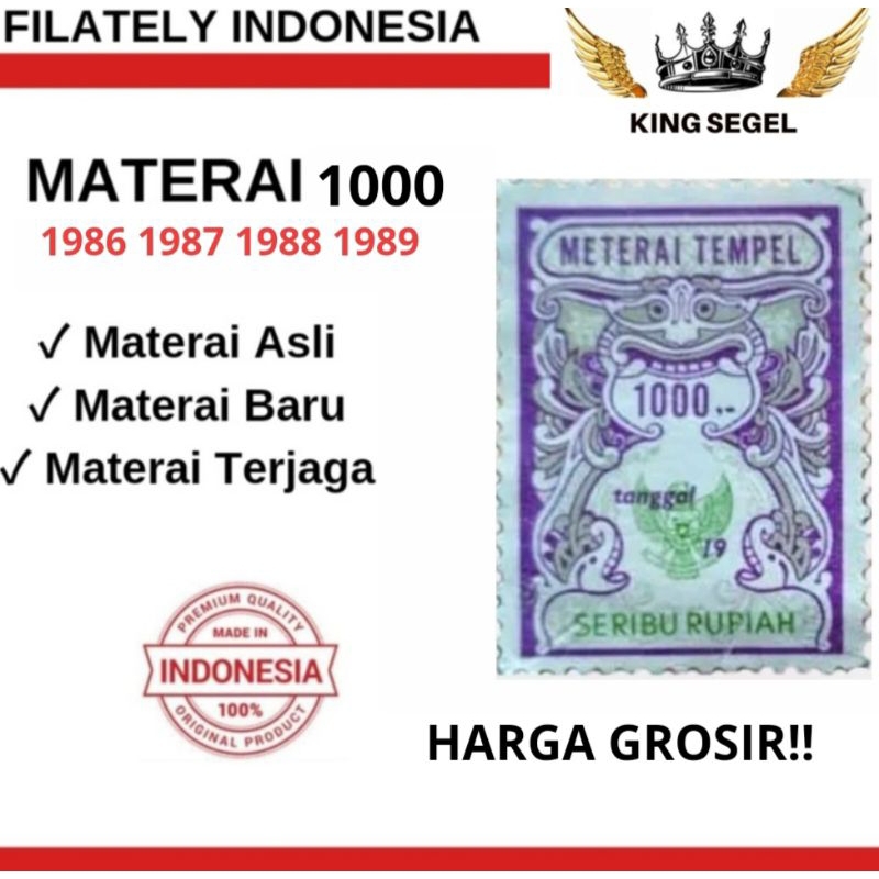 Materai 1000 Tahun 1986 1987 1988 1989