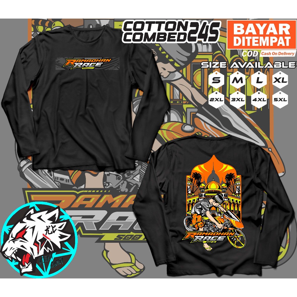 Kaos Lengan Panjang Ramadhan Race 500m Big Size Jumbo Baju Distro Balap Tshirt Racing Herex
