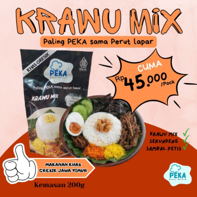 

PEKA - KRAWU MIX (200g) Lengkap dengan sambal petis dan juga serundeng