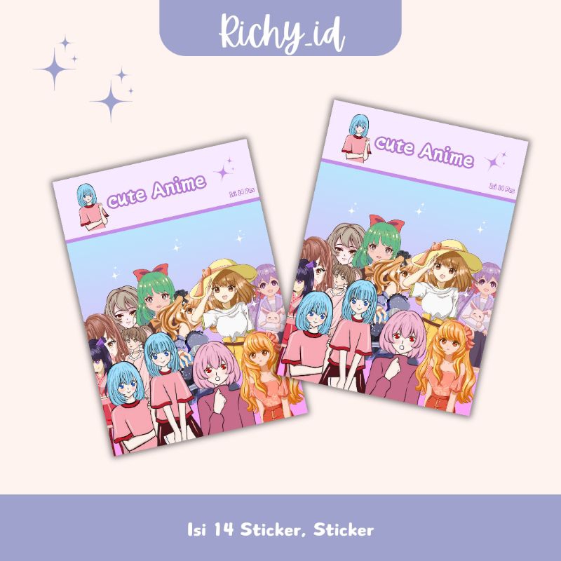sticker dekorasi jurnal motif anime lucu / stiker karakter anime / stiker dekorasi anime lucu