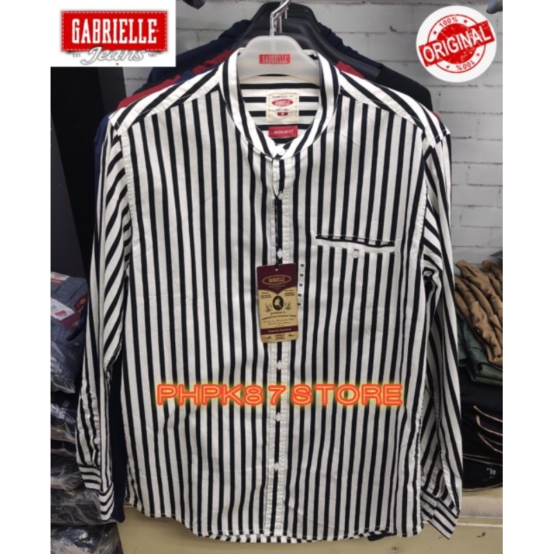 GABRIELLE KEMEJA PANJANG PRIA SALUR, KEMEJA PANJANG KERAH MANDARIN