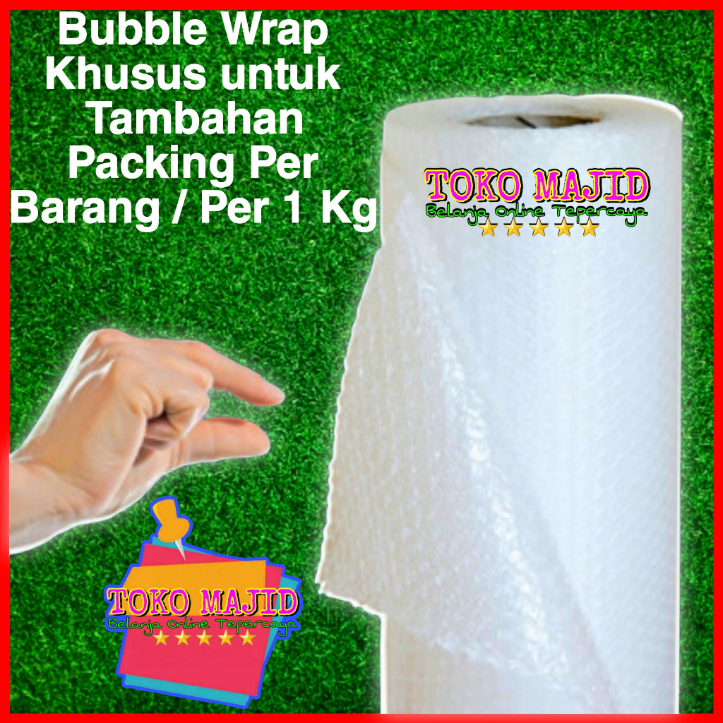 

BUBBLE WRAP Khusus untuk Tambahan Packing Barang Pesanan di Toko Majid Buble Plastik Gelembung Udara Pembungkus Barang Paking Aman Safety Bubel