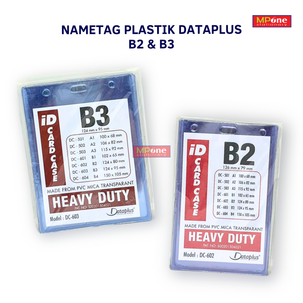 

(1 PACK) NAME TAG DATAPLUS UK B2, UK B3 / PLASTIK TANDA PENGENAL TRANSPARANT DATAPLUS (ISI 20 LEMBAR)