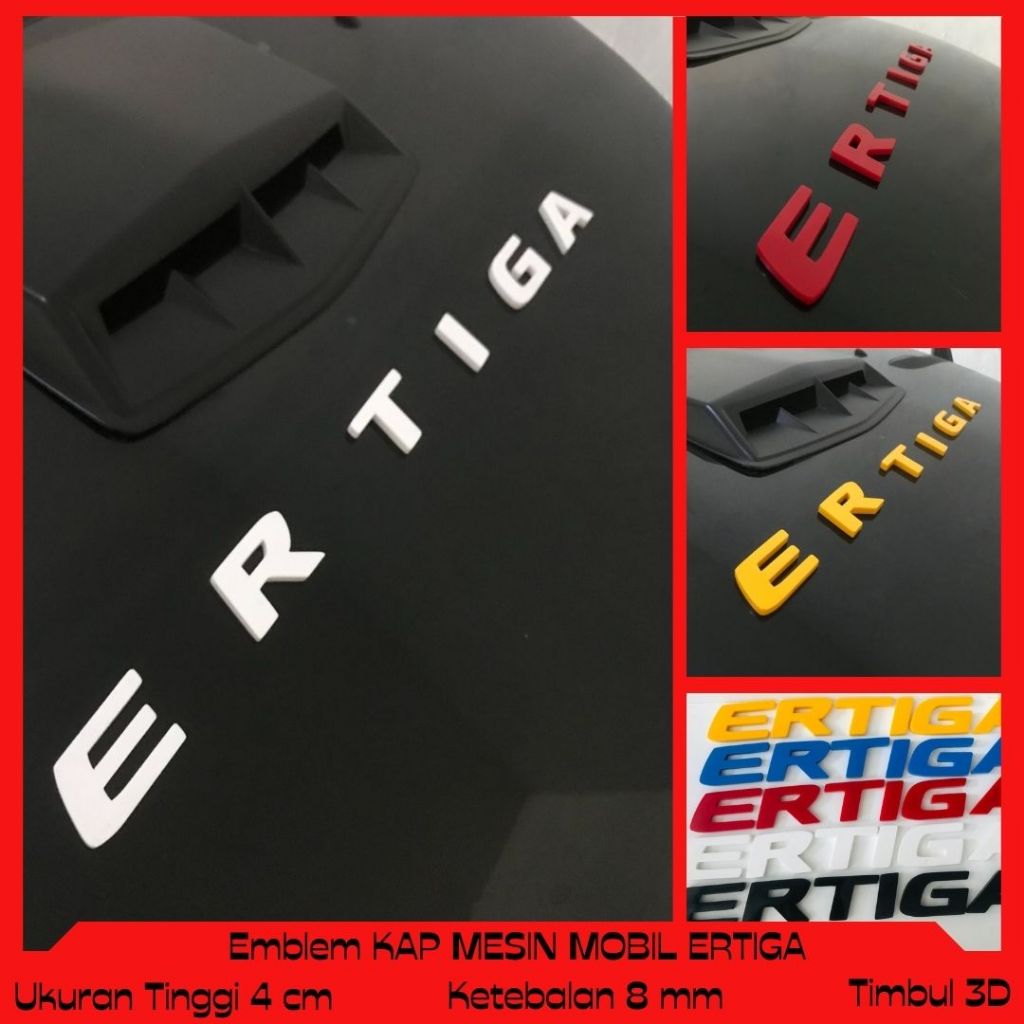 EMBLEM KAP MESIN ERTIGA VARIASI MOBIL TIMBUL 3DIMENSI AKSESORIS BAHAN FIBER GLASS BUKAN STIKER BUKAN