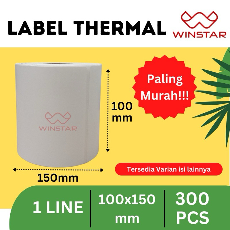 Label Stiker Thermal 100x150mm 300pcs / Resi Thermal 100x150mm isi 300 pcs / Label thermal 100 x 150 isi 300 / Winstar resi thermal 100x150mm isi 300