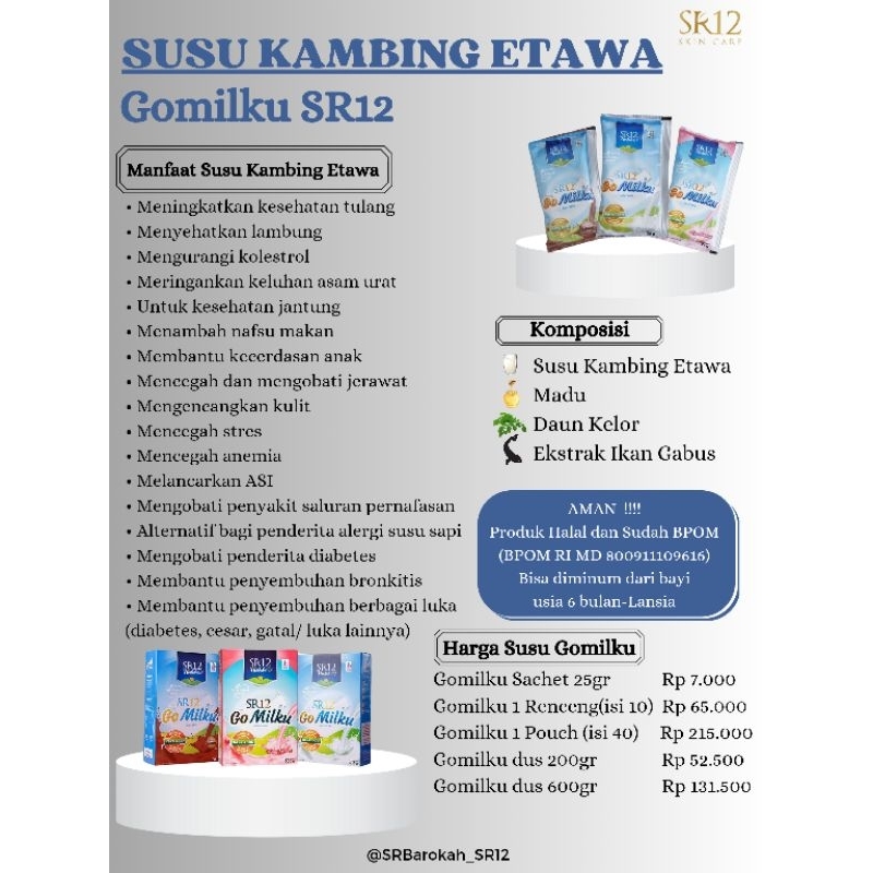 

Gomilku SR12 ✨ Original, coklat dan strawberry ✨ Gomilku coklat ✨ Gomilkuu strawberry ✨ Susu etawa bubuk ✨ Susu Kambing ✨ Susu kesehatan ✨ Susu untuk lambung, jantung dan tulang✨ susu untuk mengatasi jerawat✨ susu kambing sashet