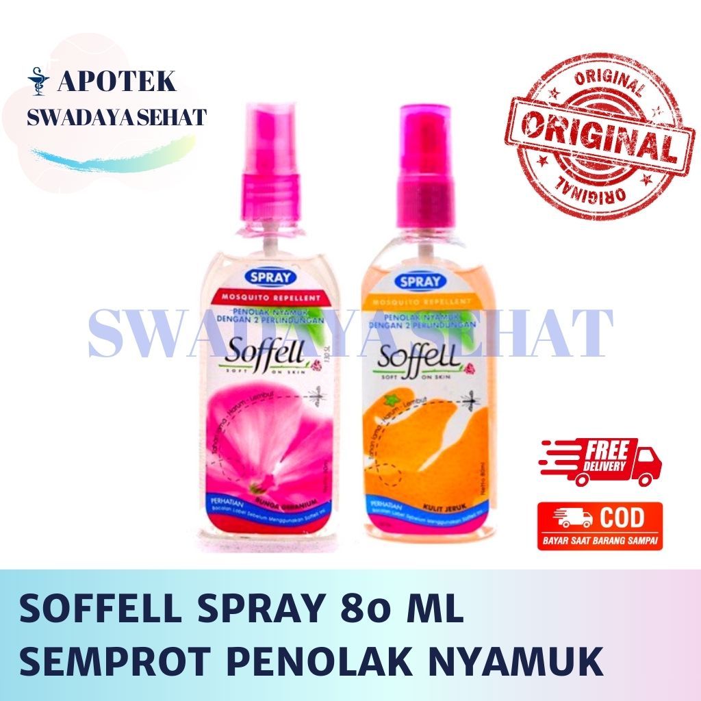 SOFFELL SPRAY 80 ML Wangi Bunga Geranium & Kulit Jeruk - Semprot Penolak Anti Nyamuk Soffel Sofel