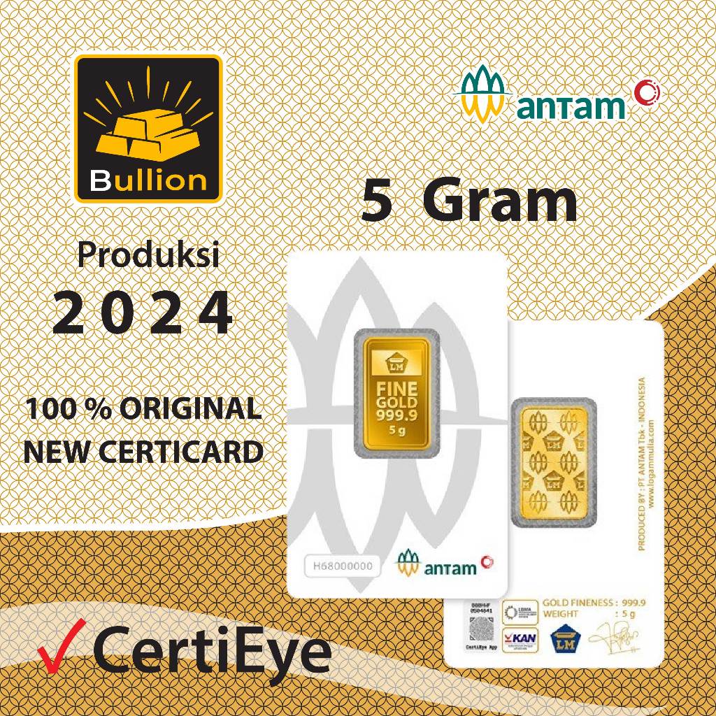 LOGAM MULIA LM ANTAM EMAS BATANGAN KEPINGAN 5 GRAM