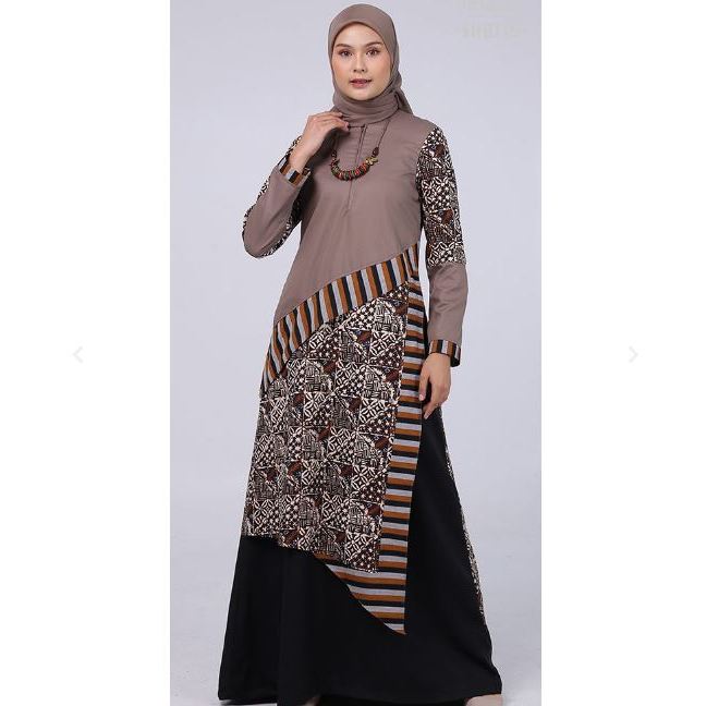 Adara Gamis Batik Shafiy Original Modern Etnik Jumbo Kombinasi Polos Tenun Terbaru Dress Wanita Big Size Dewasa Kekinian Cantik Kondangan Muslim XL