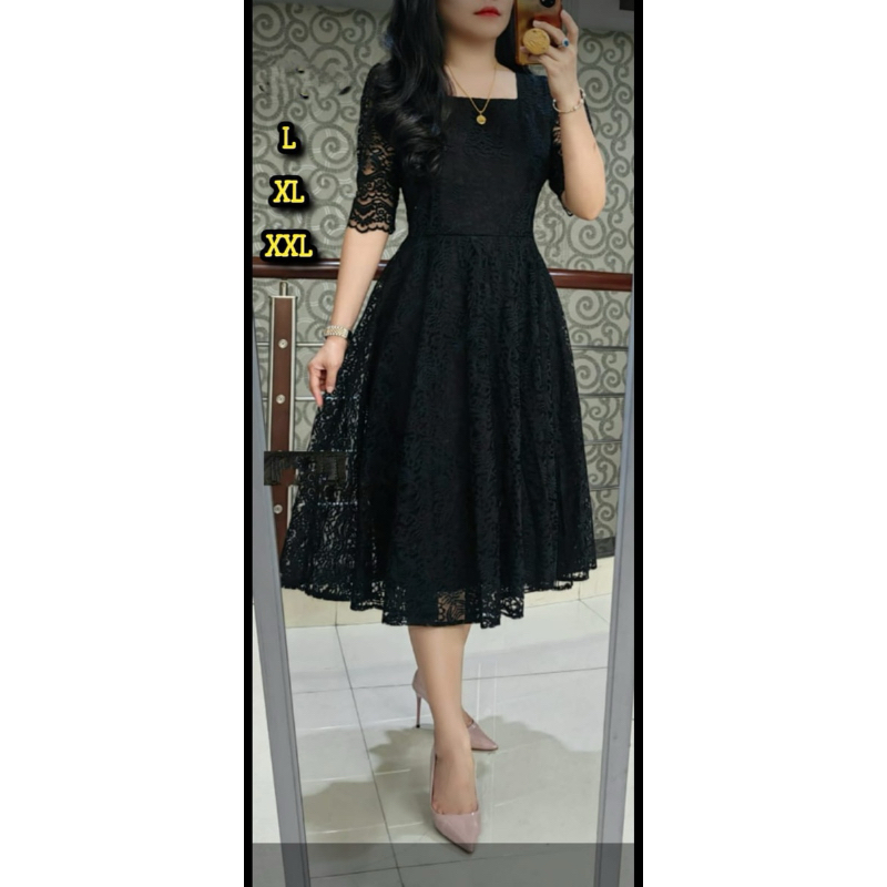 Dress Renda Brokat Special Hitam Miss Nauli