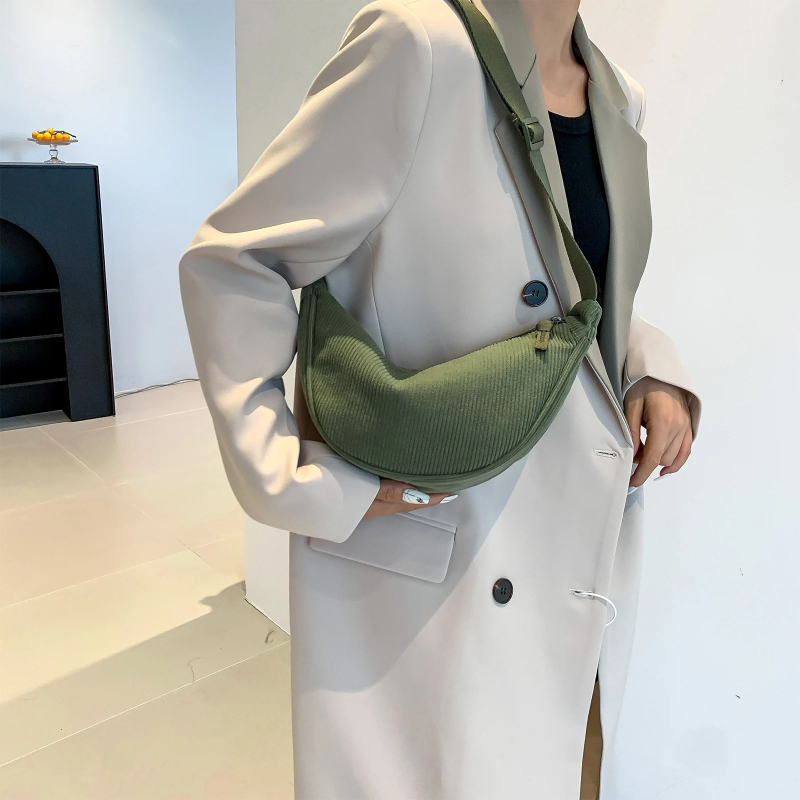 MURAH TAS HALF MOON CORDUROY TAS SELEMPANG WANITA WAIST BAG SLING BAG TAS HALFMOON BAHU MINI UNIQLO