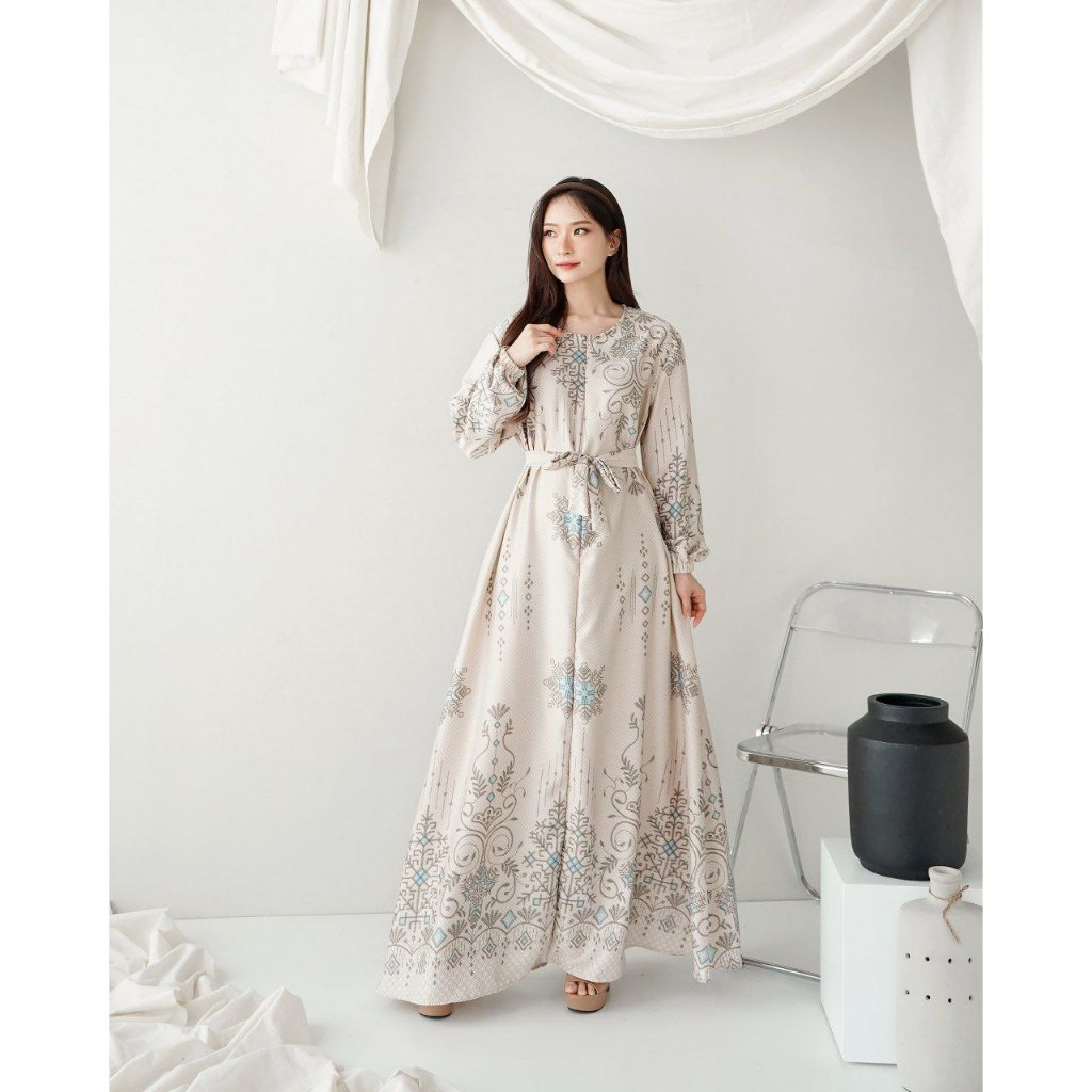 ESA764 GAMIS LEBARAN//GAMIS BATIK SATIN WANITA MUSLIM/ / GAMIS BATIK SATIN SILK//SATIN SEMI SUTERA