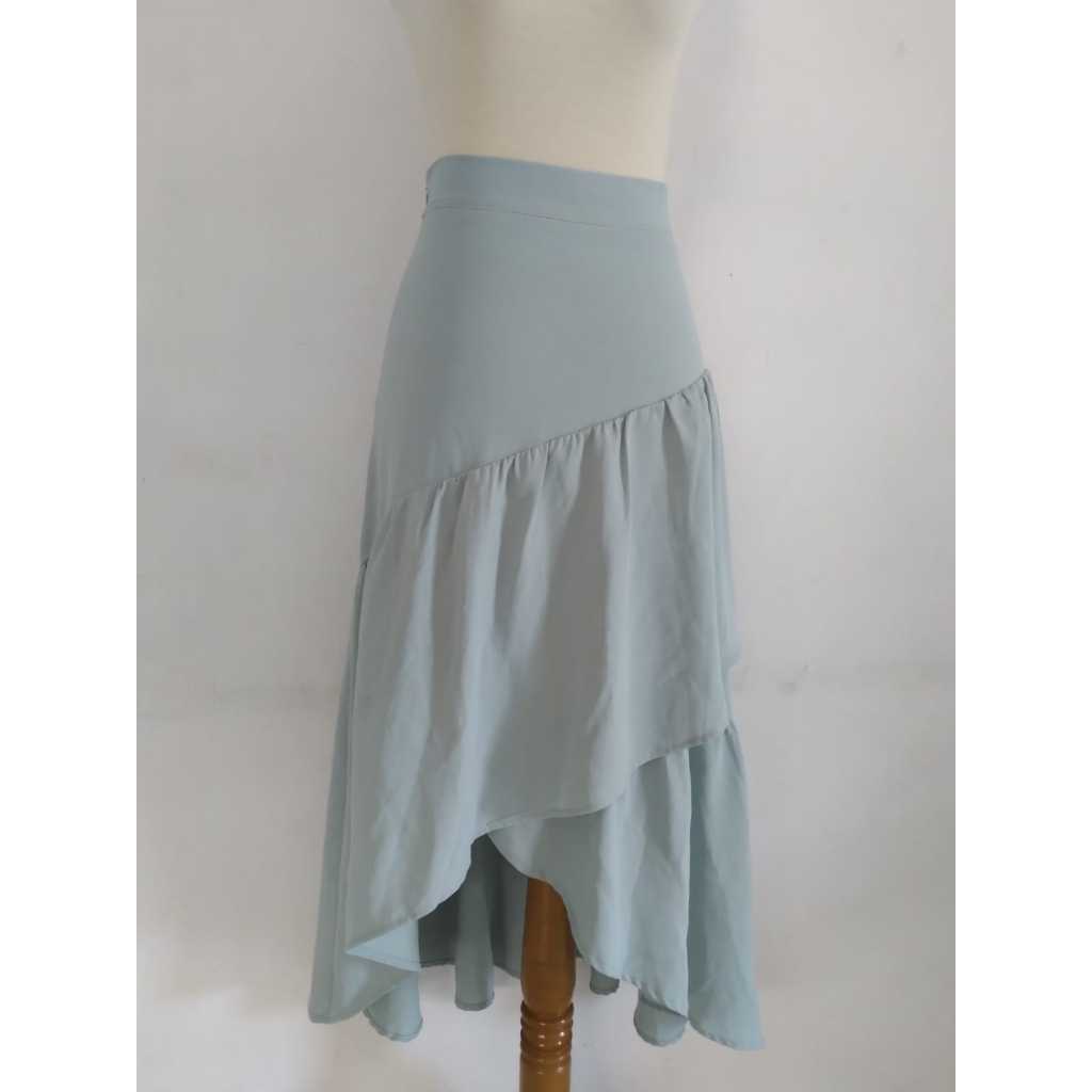 Rok A-Simestris size XS warna Hijau Mint Preloved 03