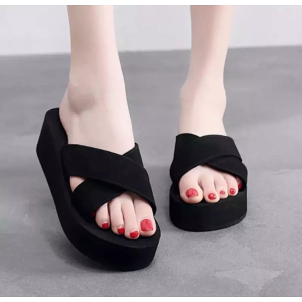 Sandal Wedges Dewasa Silang Terbaru Terlaris X2
