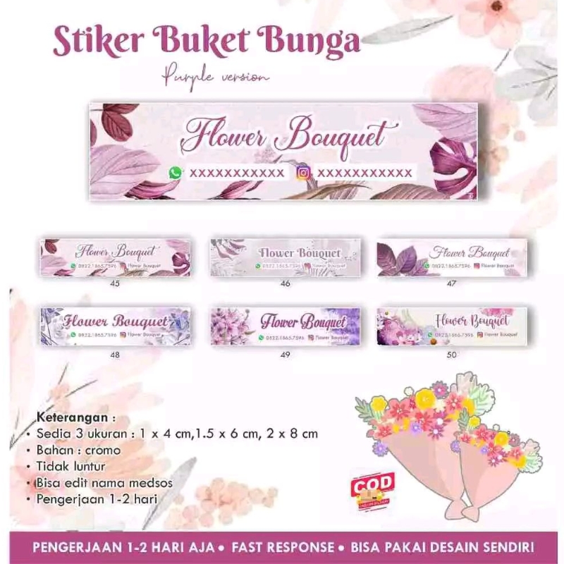

Stiker Bunga / Buket / Bouquet / Flower PURPLE version