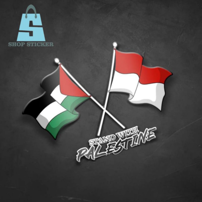 

Stiker sticker Indonesia Palestina bendera stand with Palestina flag