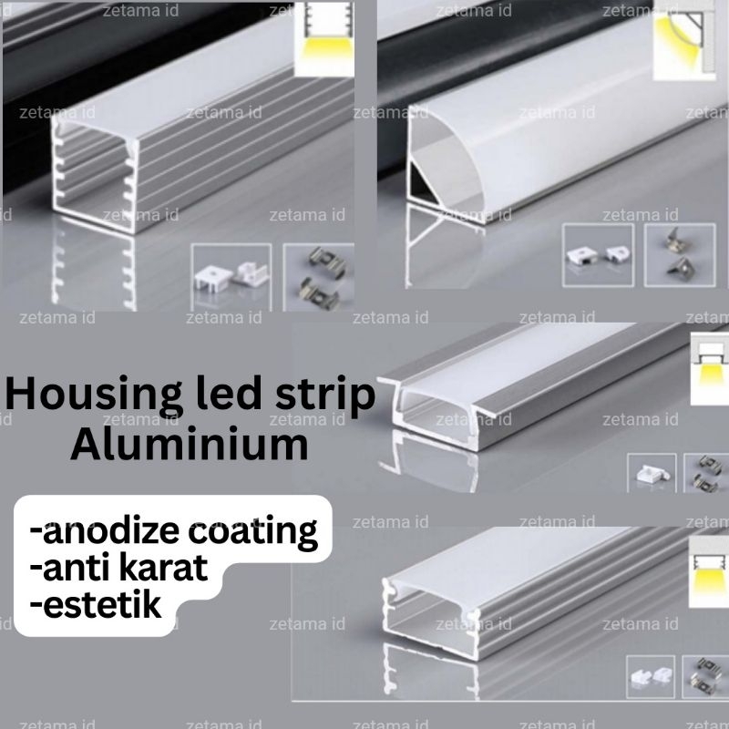 Cover Led Strip 1m / Cover Aluminium Led Housing Panjang 1Meter