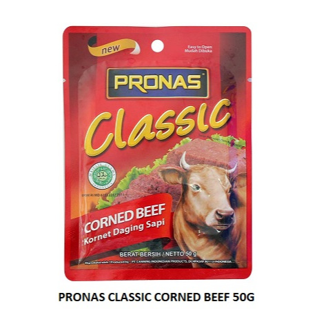 

Pronas Classic Corned Beef 50g Kornet Daging Sapi Kombinasi Original