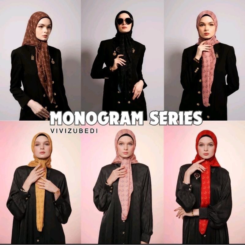 Hjab Segi Empat Voal Motif Monogram Hijab VZ Vivi Zubedi