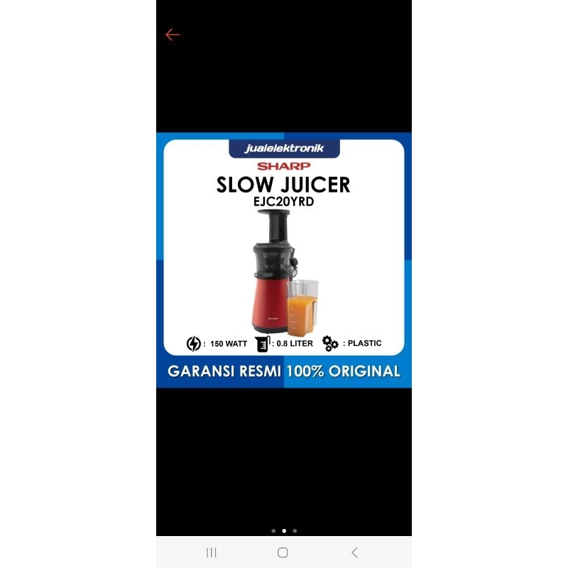 PRELOVED SLOW JUICER SHARP EJ-C20Y-RD