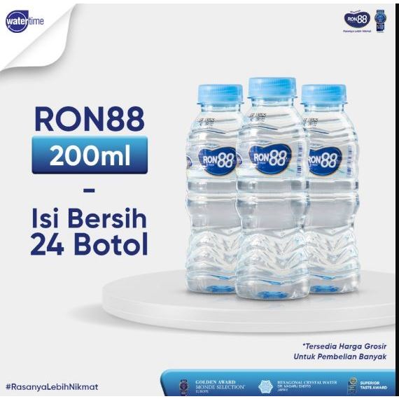 RON88   200ml Botol   1 Dus=24pcs  AIR MINUM MINERAL RON 88