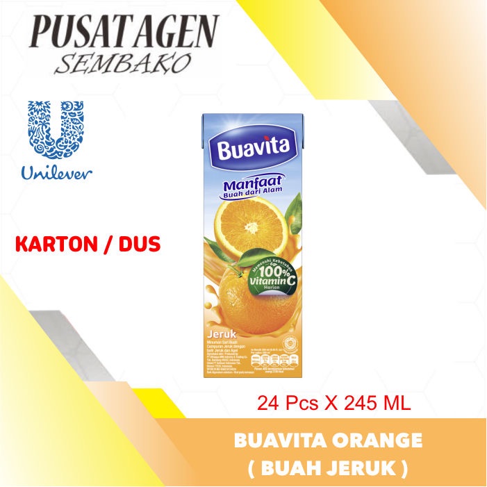 

BUAVITA JUICE ORANGE 245 ML JUS JERUK 245ML MINUMAN SARI BUAH SATU KARTON DUS