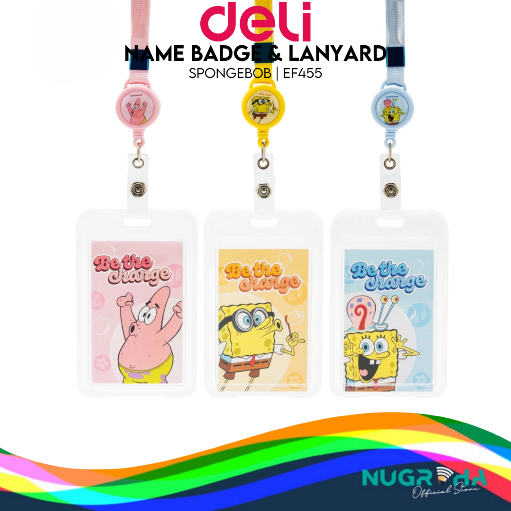 

ID Card DELI F455 Name Tag Holder Tempat Kartu Identitas Akses Tali Lanyard SPONGEBOB