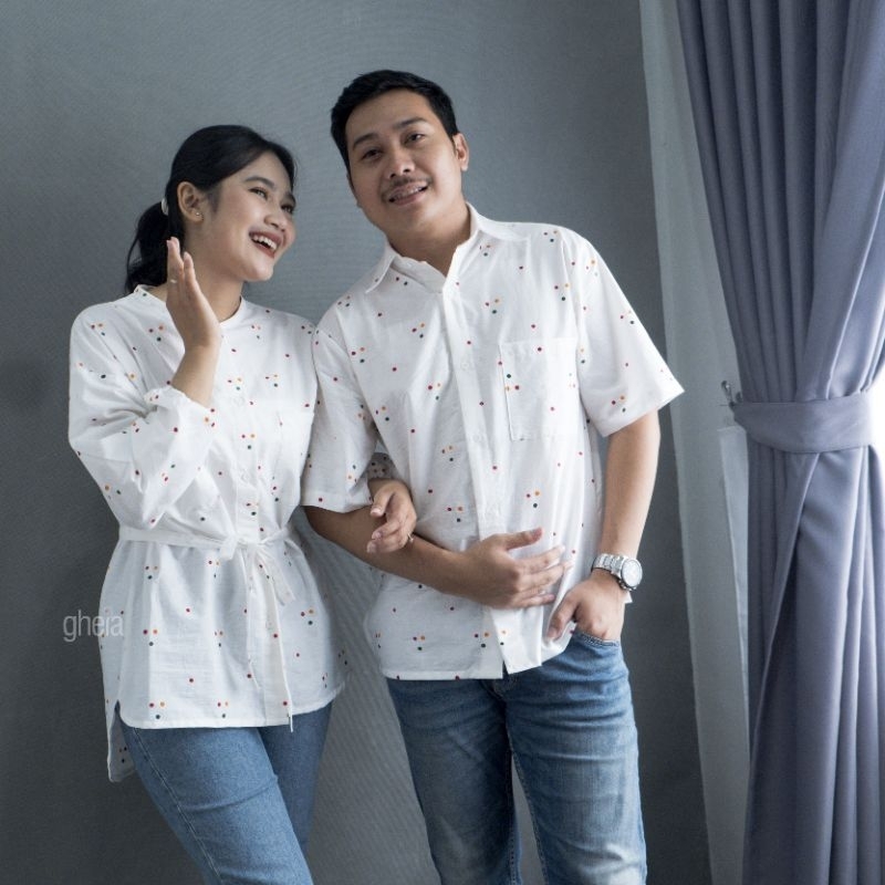 Batik Gheia - white on white Jumputan Couple