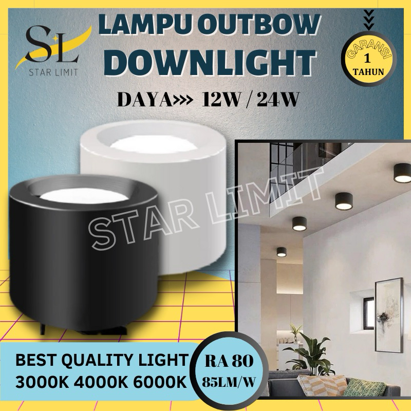 Lampu Downlight Outbow Led Lampu Plafon Rumah 12W 24W Bergaransi