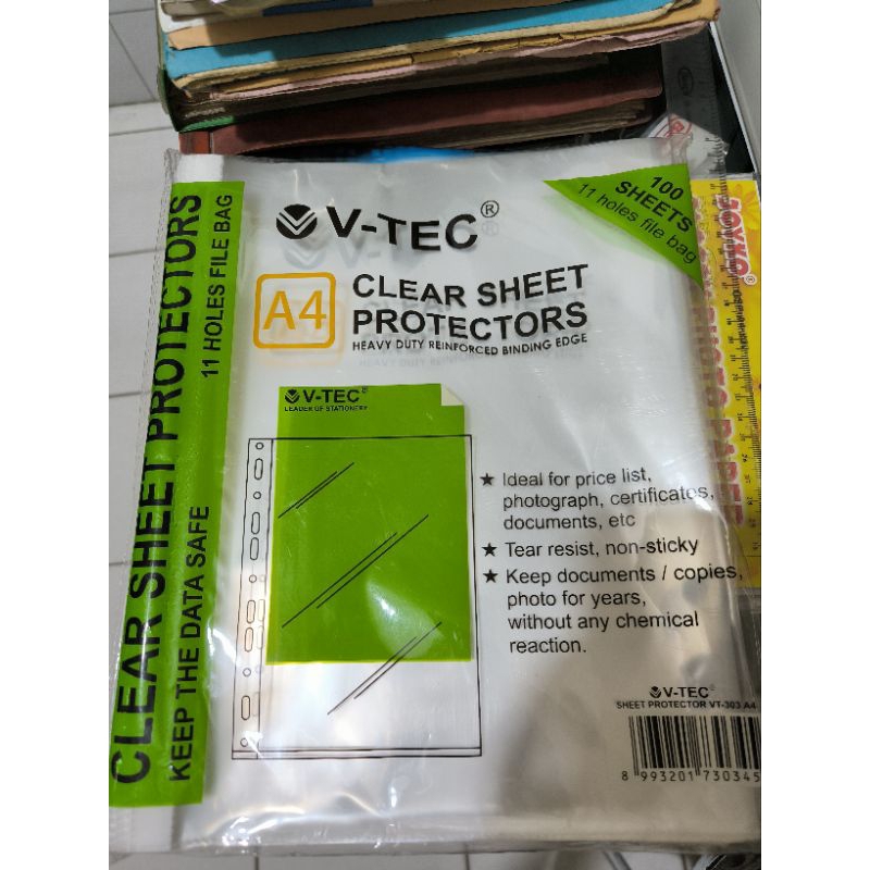 

Clear Sheet Protector A4 V-tec -303 harga perlembar dan per pack(100lembar)
