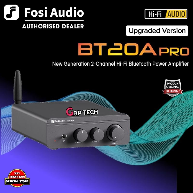 Fosi Audio BT20A Pro New Generation 2-Channel Hi-Fi Bluetooth Power Amplifier Original