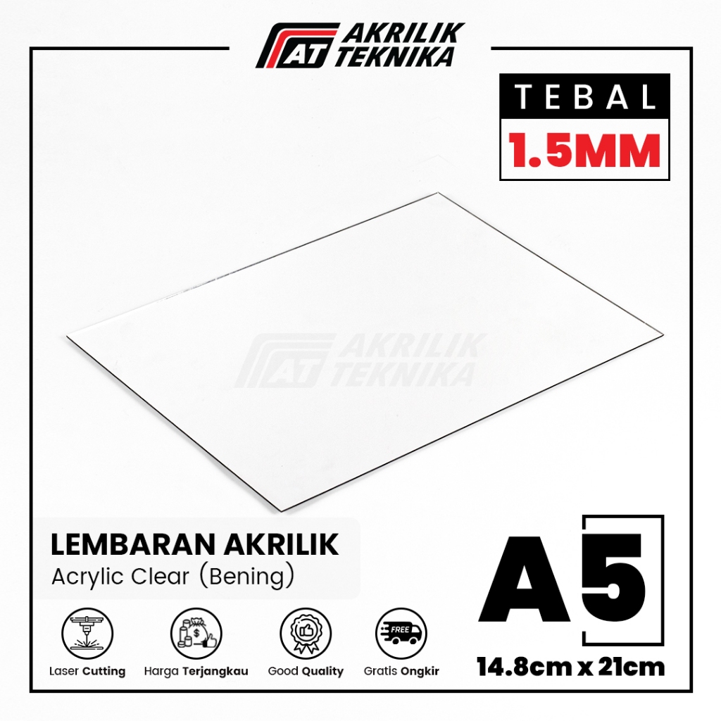 Acrylic Sheet Lembaran Akrilik Transparan Clear - A5 1.5mm
