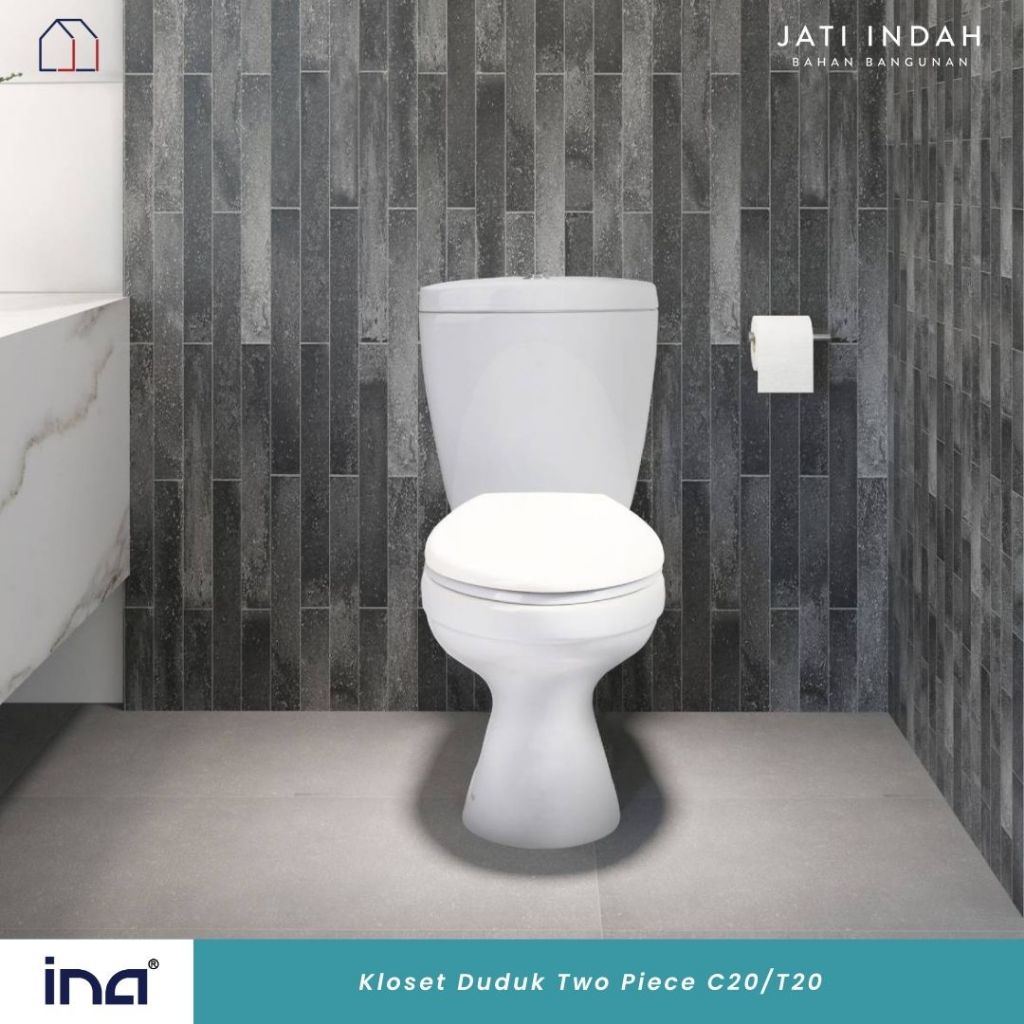 Kloset Duduk Two Piece INA C20 / T20 White / Putih Monoblok Otomatis