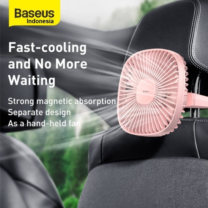 Kipas Angin Belakang Mobil Baseus Natural Wind Magnetic Rear Seat Car Fan Mini Portable Magnet Elektrik Pink / Hijau