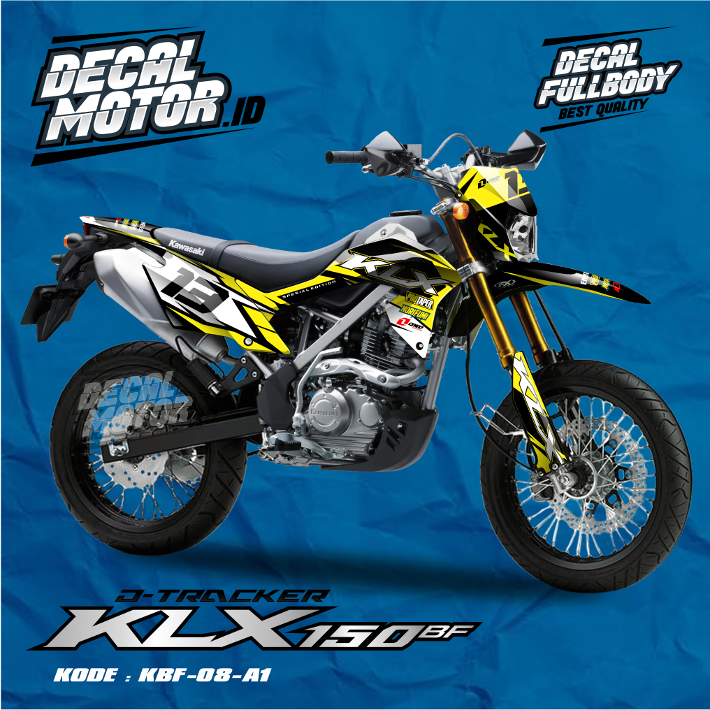 Sticker KLX BF Full Body - Decal Sticker Motor KLX BF KUNING - Decal Stiker KLX 150 BF Full Blok- KB