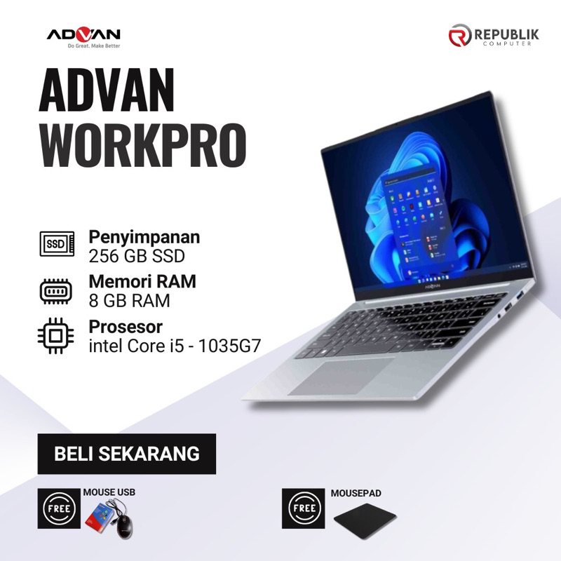 ADVAN WORKPRO Core i5-1035G7 | RAM 8 GB | SSD 256 GB WIindows 11
