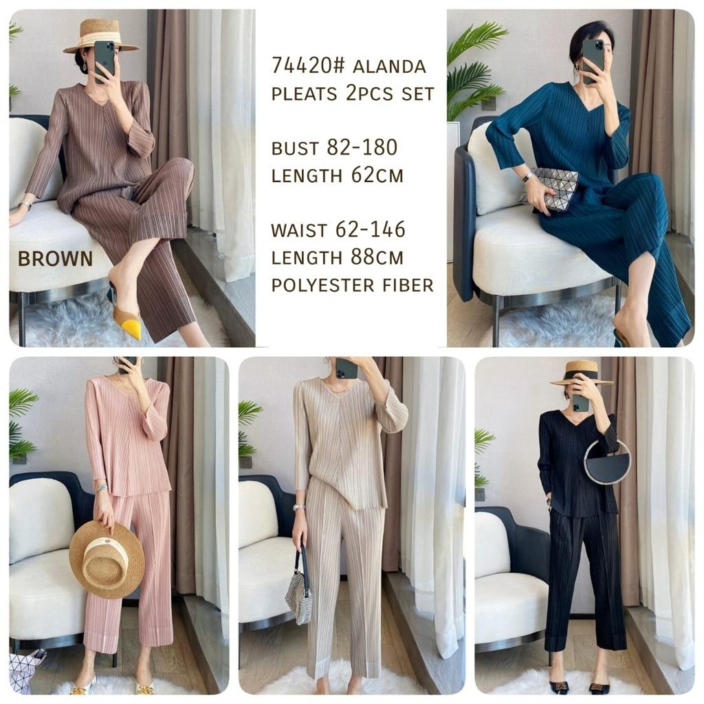 74420 Alanda Pleats Set / Pakaian Wanita / Two-piece Set