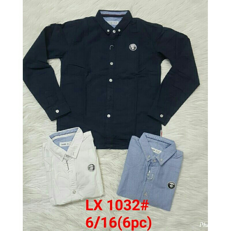 Baju Kemeja Lengan Panjang Anak Cowok Katun Import Polos