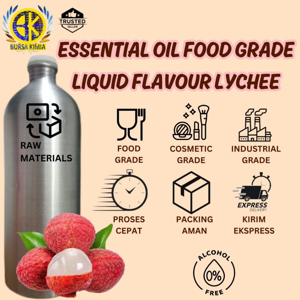 Essential Oil Food Grade Flavour Lychee 100ml / Fragrance Oil Cosmetic Grade (Lipbalm, Liptint) Food