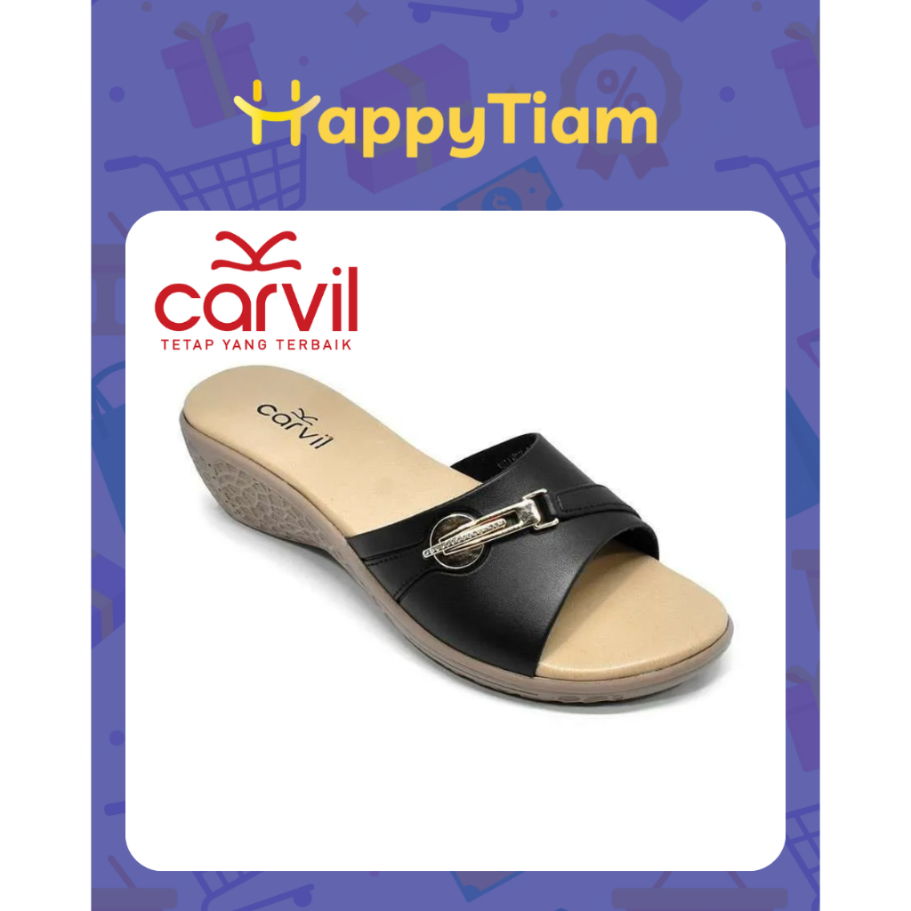 SANDAL WANITA CARVIL SHANDY 01 BLACK 36 - 40 ORIGINAL ~ SENDAL CEWEK WEDGES HEELS HITAM HAK FANCY