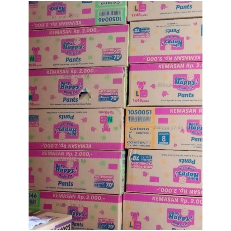 Baby happy size L1 dan m1 renceng per dus isi 48 pcs (8 renceng)