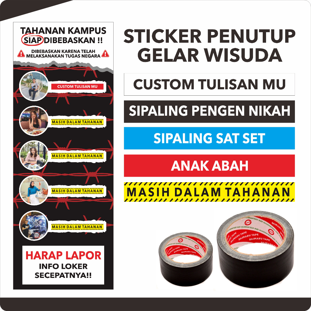 

Tambahan Stiker Lakban Wisuda stiker vinyl transparant tutup nama