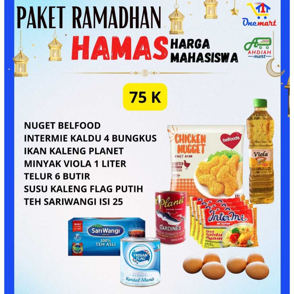 

Paket Sembako Murah 75k (Nuget, Mie, Sarden, Minyak, Telur, Susu, Teh)