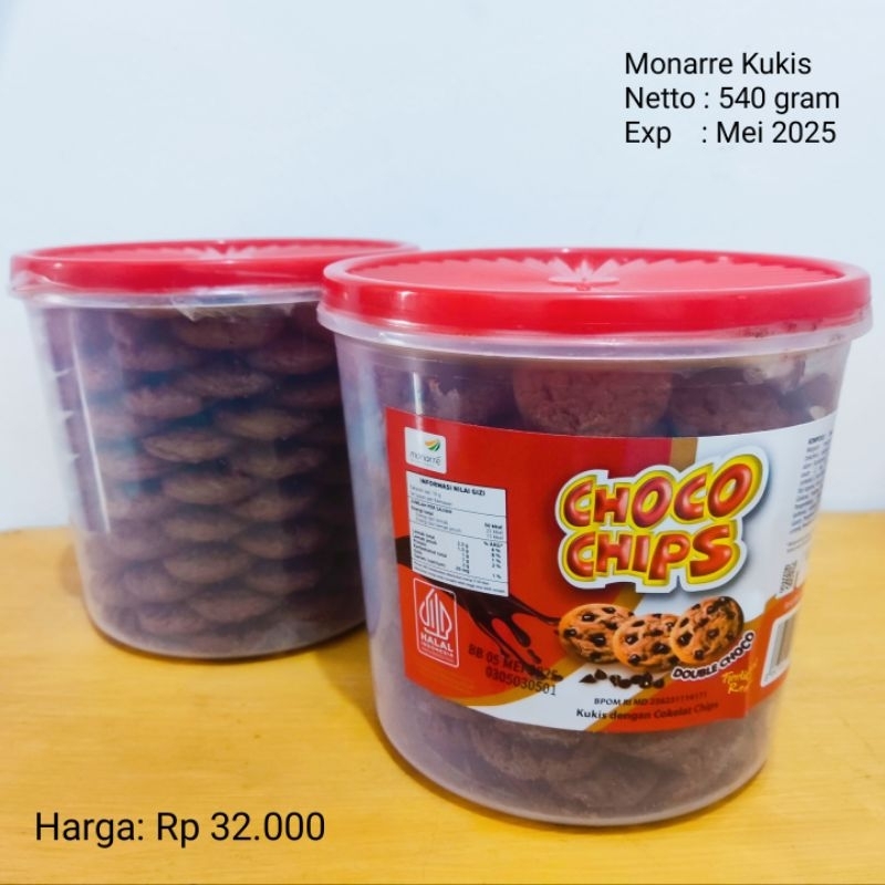 

Monarre Cookies Choco Chips Kukis Rasa Cokelat 500 gram Setengah Kilo 1/2 Kilo