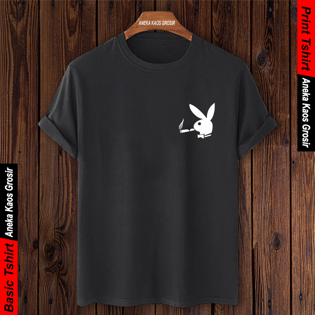 Kaos Wanita Oversize Lengan Pendek Playboy Smoke Atasan Casual Simple Sablon Lucu Baju Cewek Kekinia