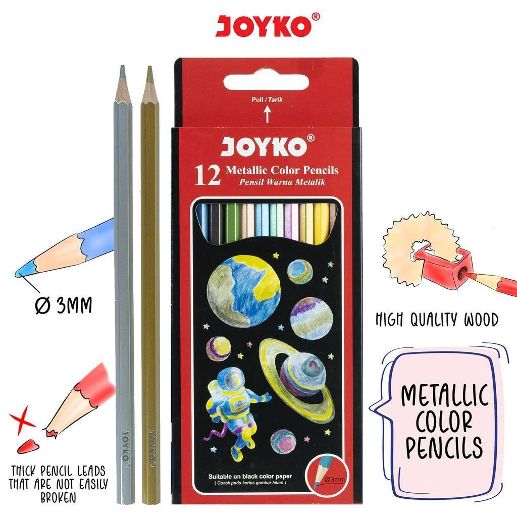 

V2_Pensil Warna CP-123M/Pensil Warna Metalik Metallic Color Pencils Joyko CP-123M 12 Warna