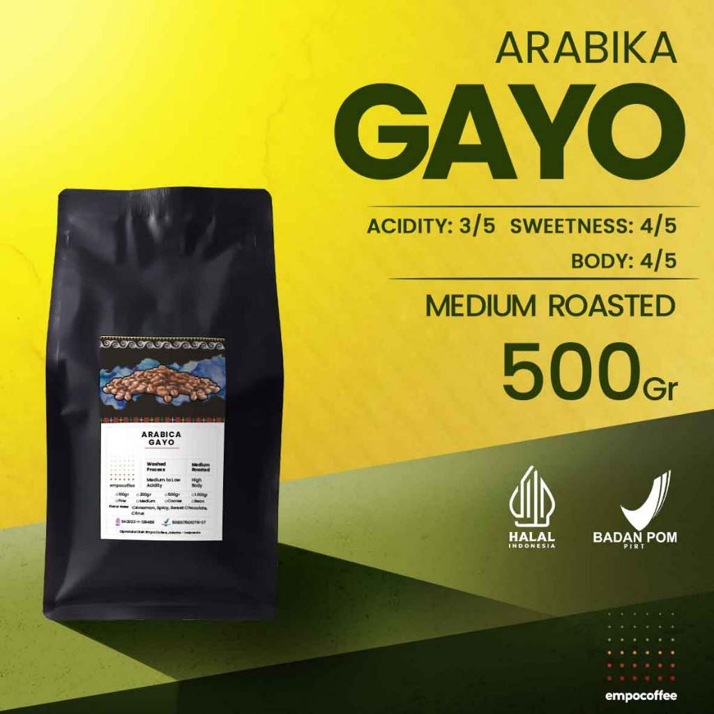 

Empo Coffee Biji Kopi Bubuk Arabika Gayo Aceh Sumatra Arabica Coffee Roast Bean Coffe Roasted Beans 500 Gram